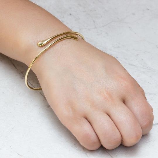 Gold Plated Teardrop Bangle - Philip Jones Jewellery