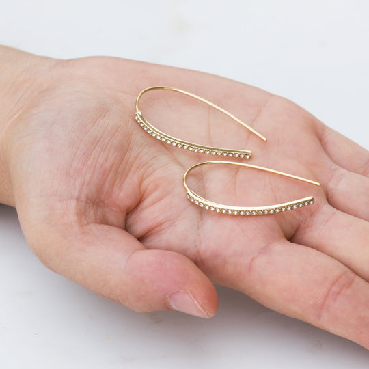 Gold Plated Thread Earrings Created with Zircondia® Crystals - Philip Jones Jewellery