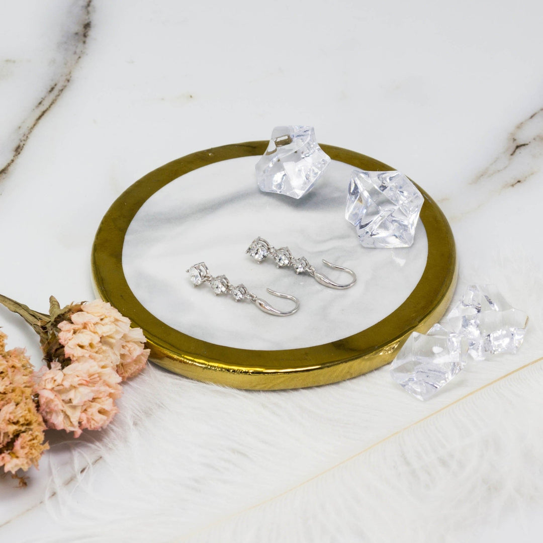 Graduated Drop Earrings Created with Zircondia® Crystals - Philip Jones Jewellery