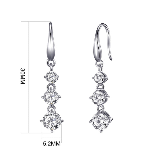 Graduated Drop Earrings Created with Zircondia® Crystals - Philip Jones Jewellery