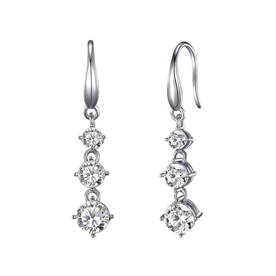Graduated Drop Earrings Created with Zircondia® Crystals - Philip Jones Jewellery