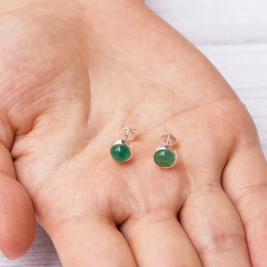 Green Aventurine Stud Earrings with Quote Card - Philip Jones Jewellery
