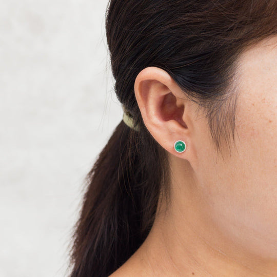 Green Aventurine Stud Earrings with Quote Card - Philip Jones Jewellery