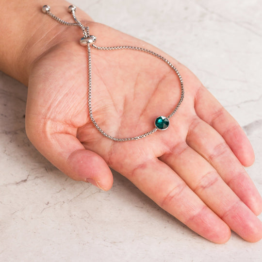 Green Crystal Bracelet Created with Zircondia® Crystals - Philip Jones Jewellery