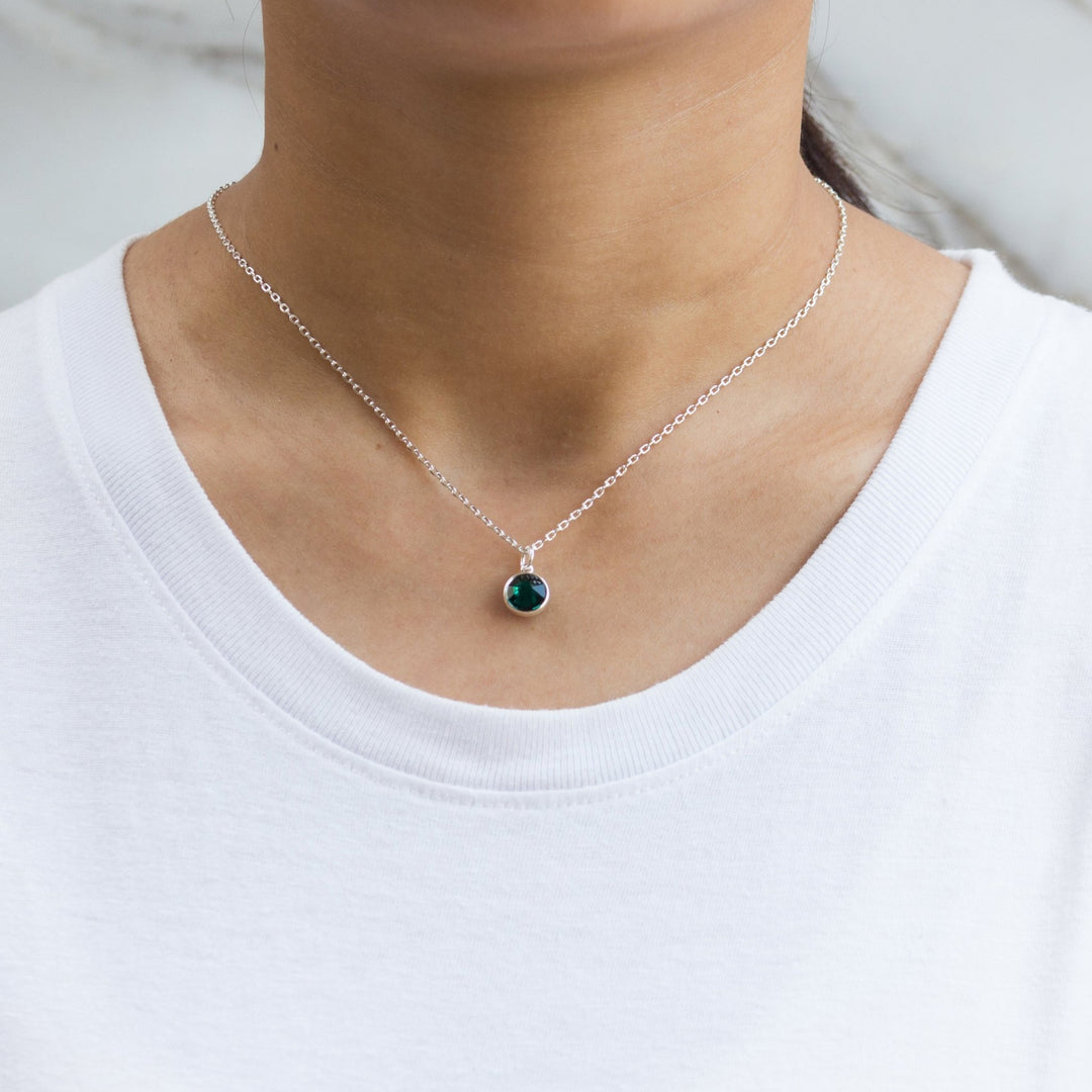 Green Crystal Necklace Created with Zircondia® Crystals - Philip Jones Jewellery