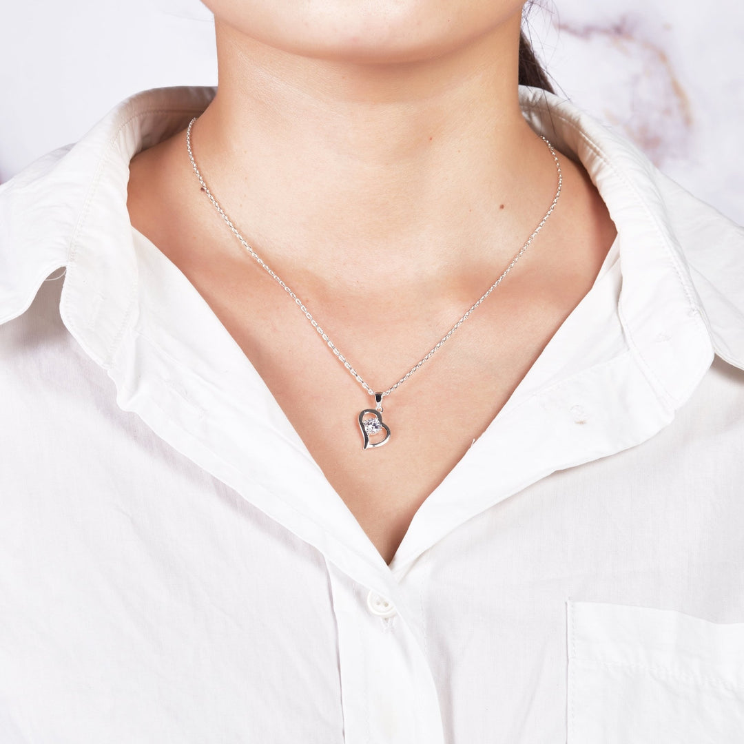 Heart Necklace and Earrings Set Created with Zircondia® Crystals - Philip Jones Jewellery