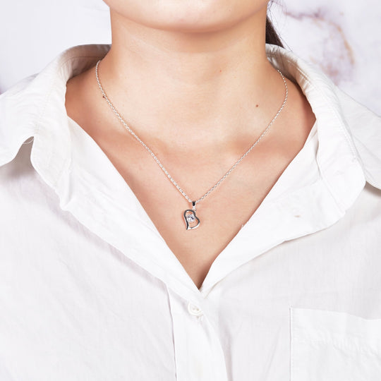 Heart Necklace and Earrings Set Created with Zircondia® Crystals - Philip Jones Jewellery