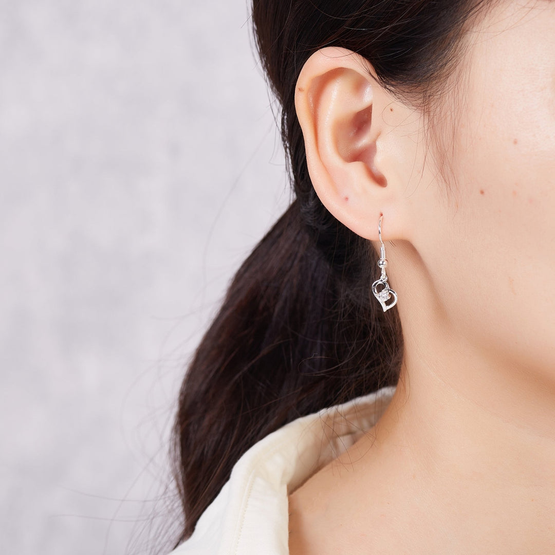 Heart Necklace and Earrings Set Created with Zircondia® Crystals - Philip Jones Jewellery