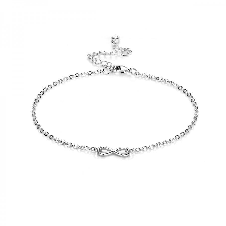 Silver Plated Infinity Anklet Created with Zircondia® Crystals by Philip Jones Jewellery