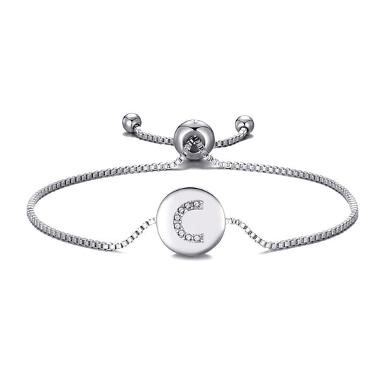 Initial Friendship Bracelet Letter C Created with Zircondia® Crystals - Philip Jones Jewellery