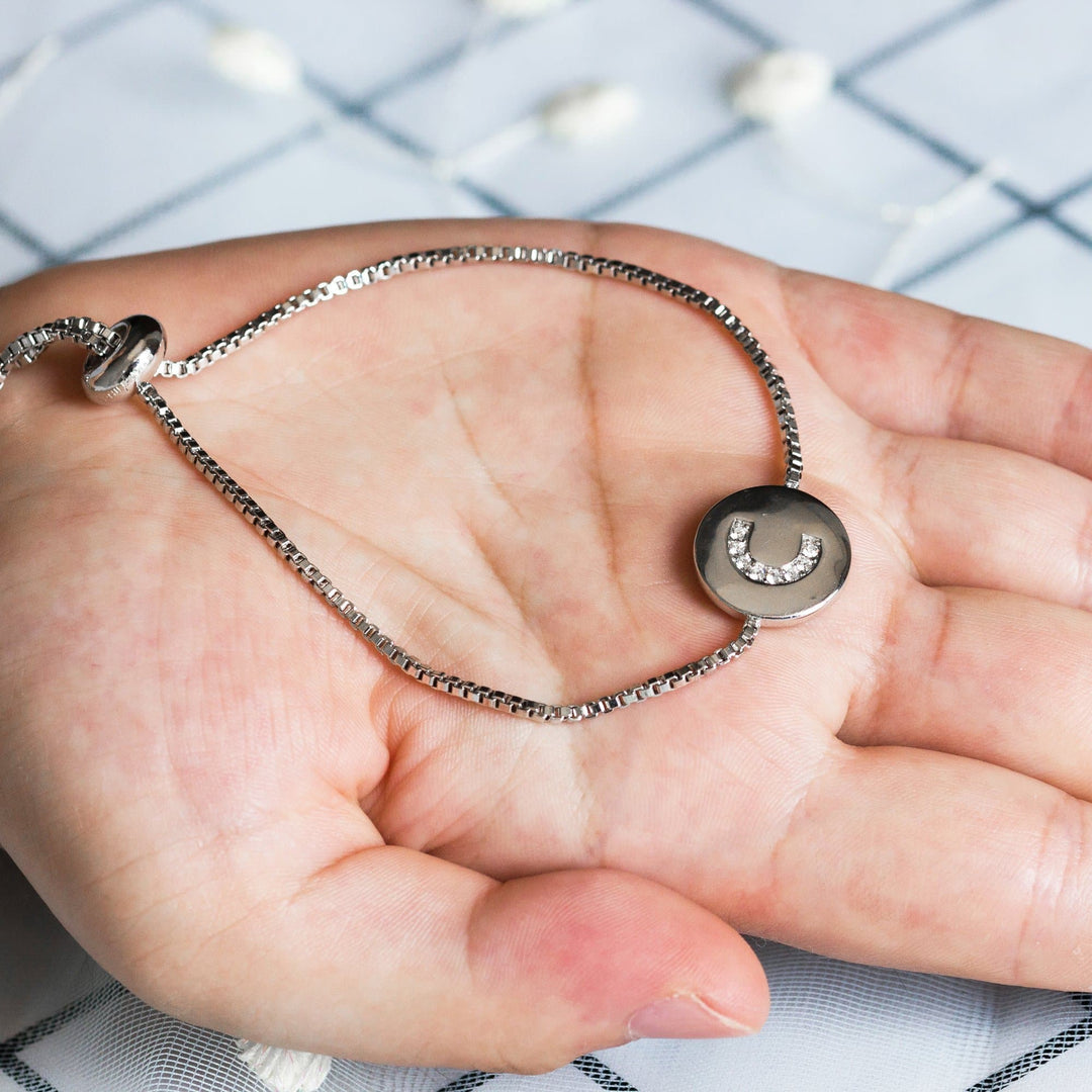 Initial Friendship Bracelet Letter C Created with Zircondia® Crystals - Philip Jones Jewellery