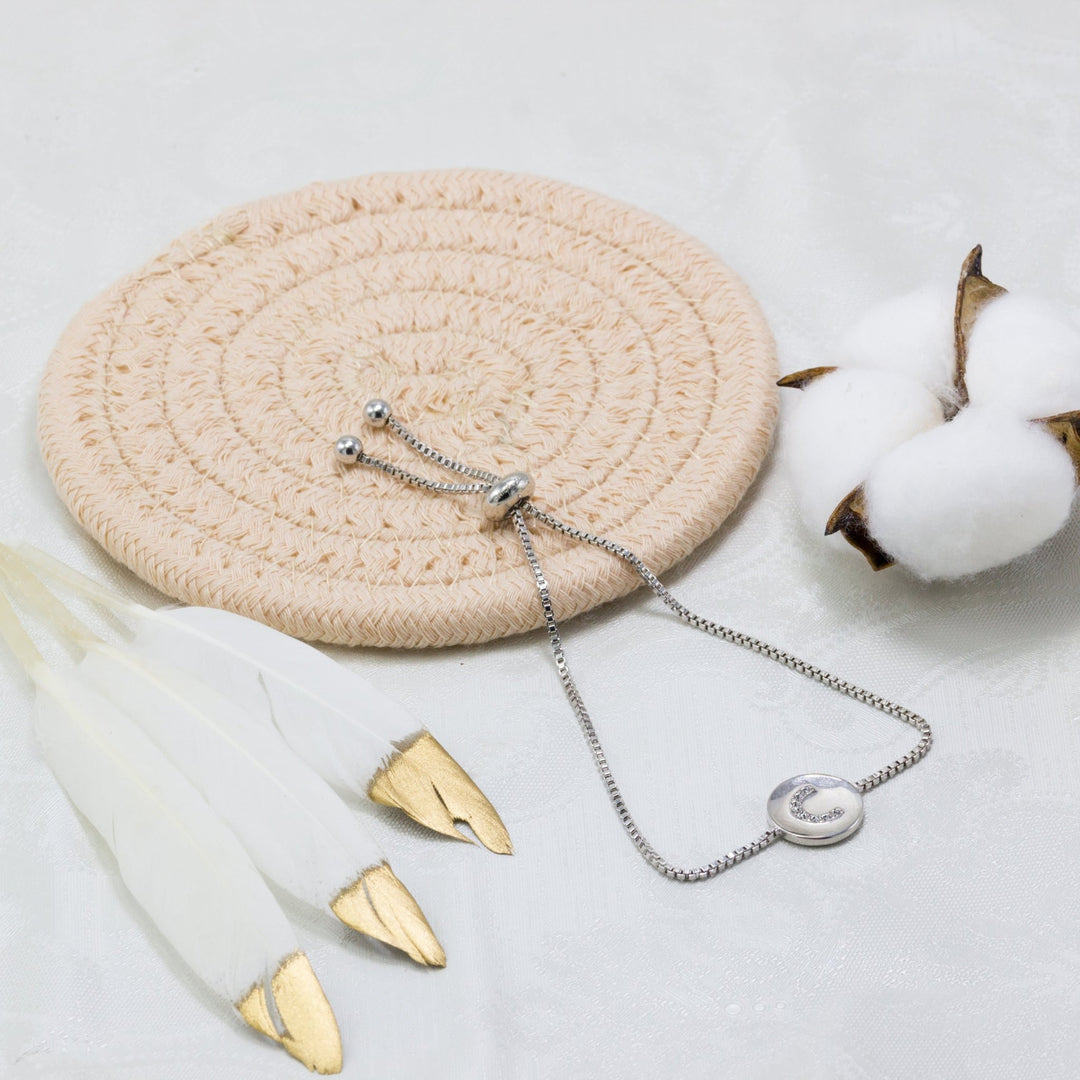 Initial Friendship Bracelet Letter C Created with Zircondia® Crystals - Philip Jones Jewellery