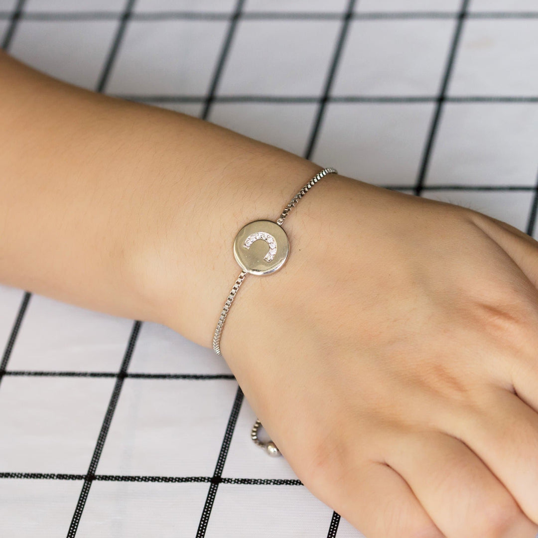 Initial Friendship Bracelet Letter C Created with Zircondia® Crystals - Philip Jones Jewellery