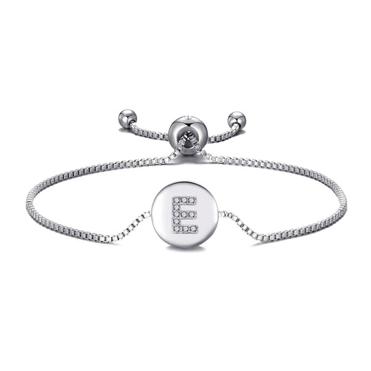 Initial Friendship Bracelet Letter E Created with Zircondia® Crystals - Philip Jones Jewellery