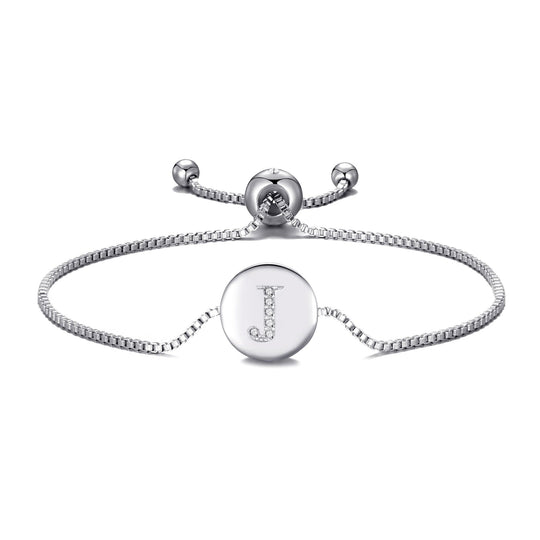 Initial Friendship Bracelet Letter J Created with Zircondia® Crystals - Philip Jones Jewellery