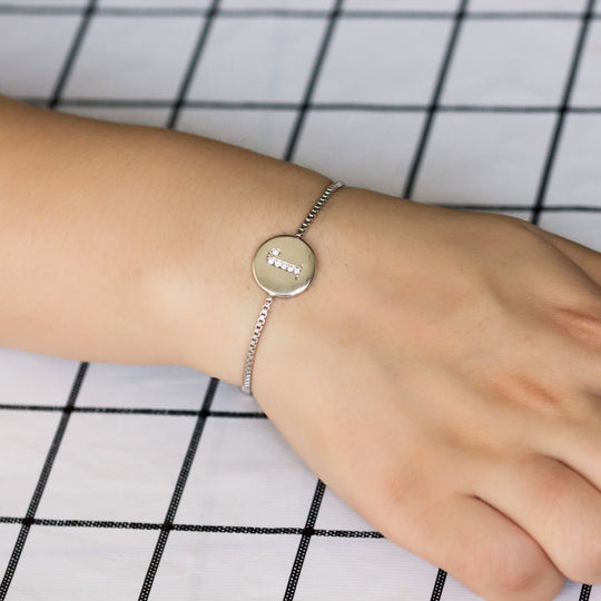 Initial Friendship Bracelet Letter J Created with Zircondia® Crystals - Philip Jones Jewellery