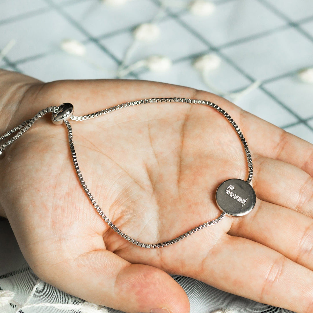 Initial Friendship Bracelet Letter J Created with Zircondia® Crystals - Philip Jones Jewellery