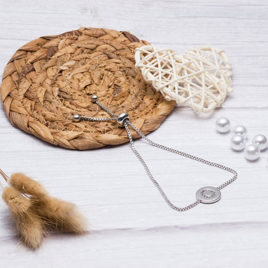 Initial Friendship Bracelet Letter O Created with Zircondia® Crystals - Philip Jones Jewellery