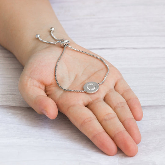 Initial Friendship Bracelet Letter O Created with Zircondia® Crystals - Philip Jones Jewellery