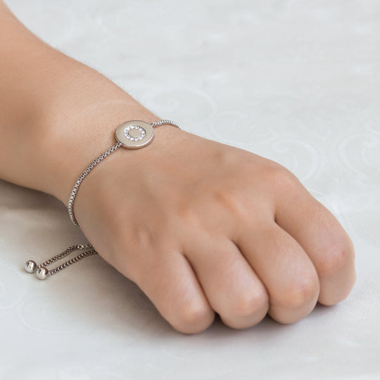 Initial Friendship Bracelet Letter O Created with Zircondia® Crystals - Philip Jones Jewellery