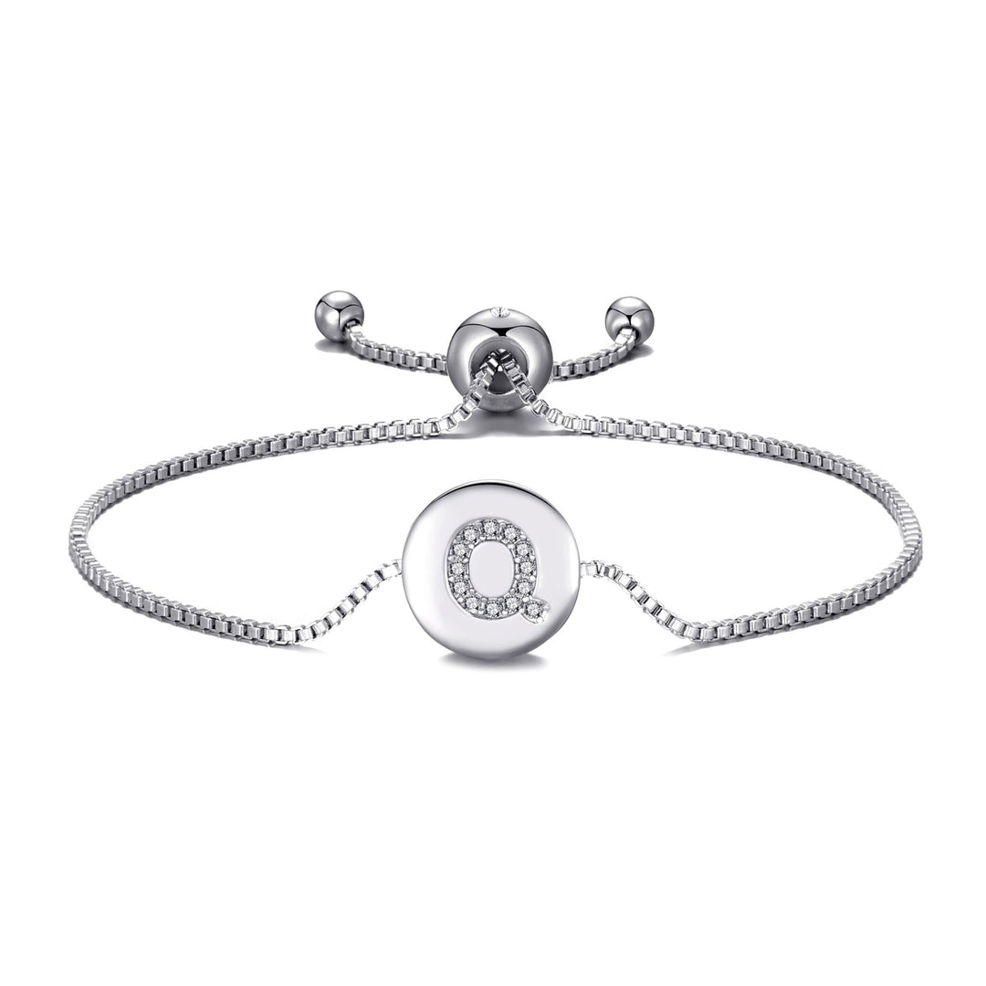 Initial Friendship Bracelet Letter Q Created with Zircondia® Crystals - Philip Jones Jewellery