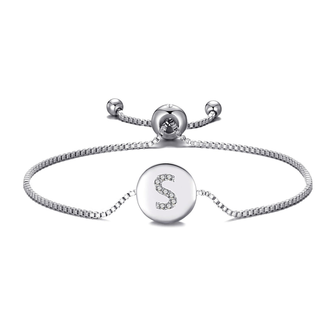 Initial Friendship Bracelet Letter S Created with Zircondia® Crystals - Philip Jones Jewellery