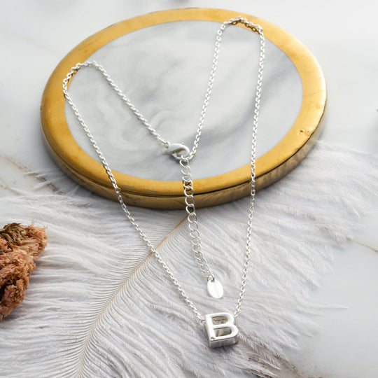 Initial Necklace Letter B Created with Zircondia® Crystals - Philip Jones Jewellery