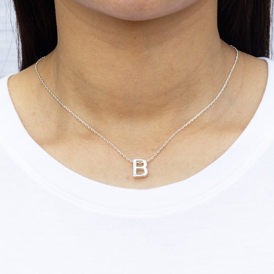 Initial Necklace Letter B Created with Zircondia® Crystals - Philip Jones Jewellery