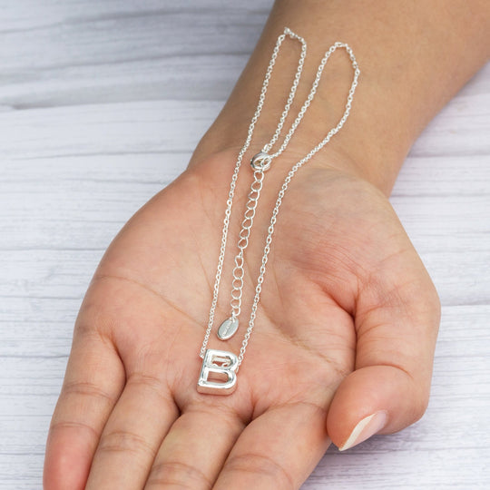 Initial Necklace Letter B Created with Zircondia® Crystals - Philip Jones Jewellery