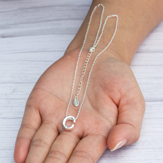 Initial Necklace Letter C Created with Zircondia® Crystals - Philip Jones Jewellery