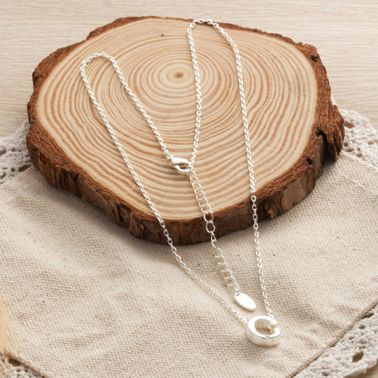 Initial Necklace Letter C Created with Zircondia® Crystals - Philip Jones Jewellery