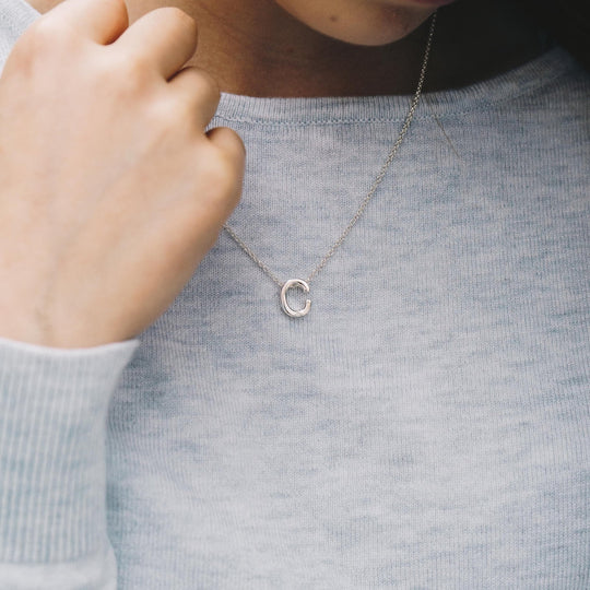 Initial Necklace Letter C Created with Zircondia® Crystals - Philip Jones Jewellery