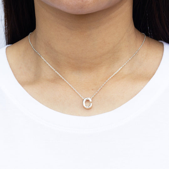 Initial Necklace Letter C Created with Zircondia® Crystals - Philip Jones Jewellery