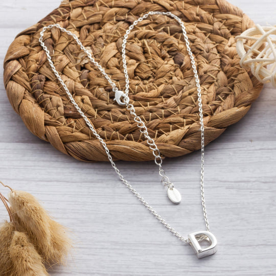 Initial Necklace Letter D Created with Zircondia® Crystals - Philip Jones Jewellery