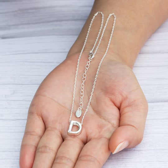 Initial Necklace Letter D Created with Zircondia® Crystals - Philip Jones Jewellery