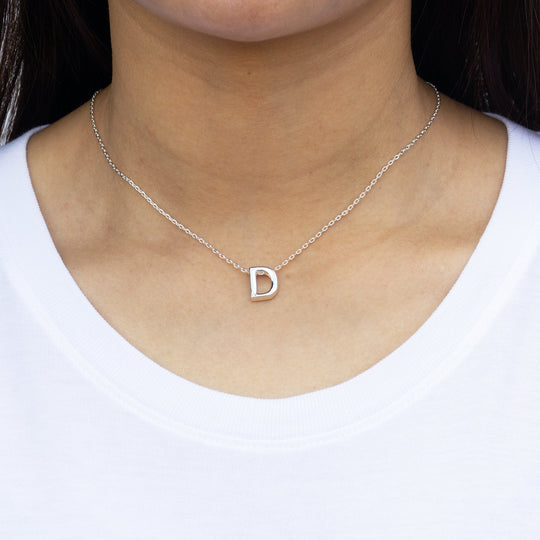 Initial Necklace Letter D Created with Zircondia® Crystals - Philip Jones Jewellery