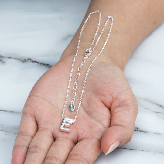 Initial Necklace Letter E Created with Zircondia® Crystals - Philip Jones Jewellery