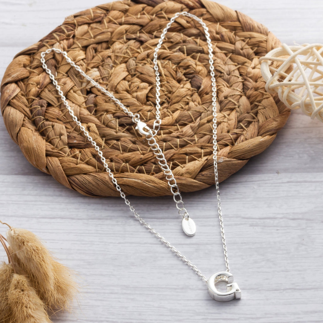 Initial Necklace Letter G Created with Zircondia® Crystals - Philip Jones Jewellery
