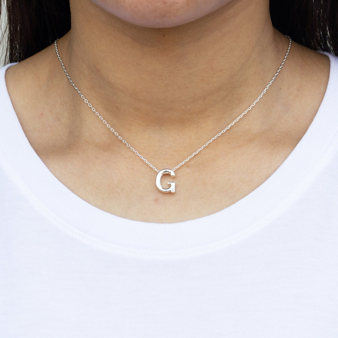 Initial Necklace Letter G Created with Zircondia® Crystals - Philip Jones Jewellery