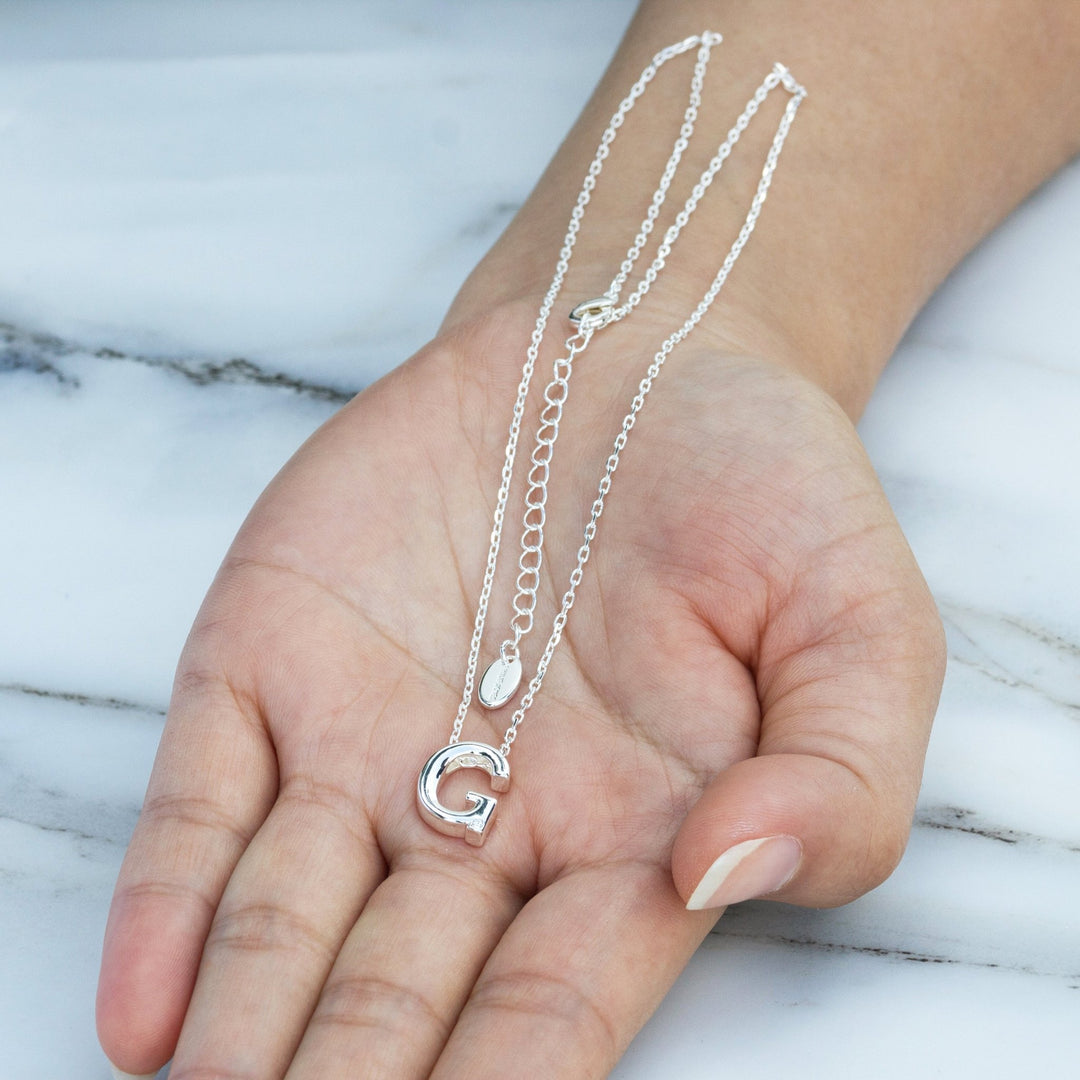 Initial Necklace Letter G Created with Zircondia® Crystals - Philip Jones Jewellery