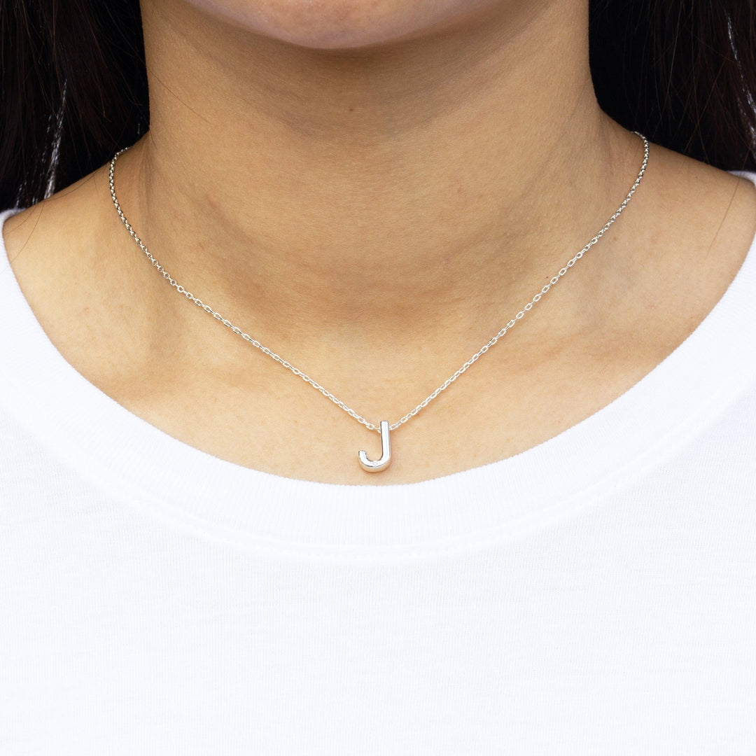 Initial Necklace Letter J Created with Zircondia® Crystals - Philip Jones Jewellery