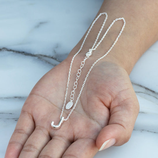 Initial Necklace Letter J Created with Zircondia® Crystals - Philip Jones Jewellery