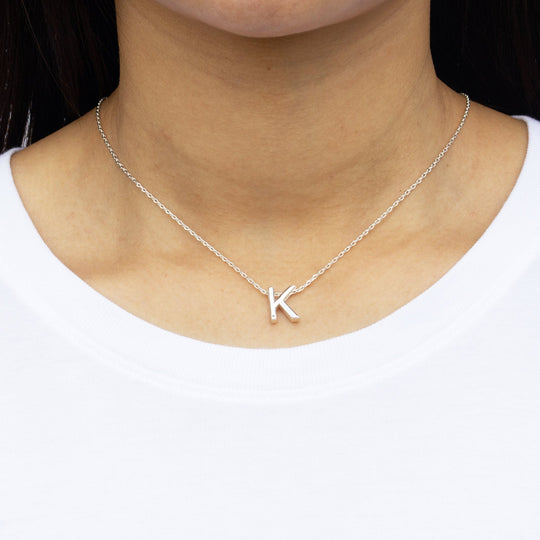 Initial Necklace Letter K Created with Zircondia® Crystals - Philip Jones Jewellery