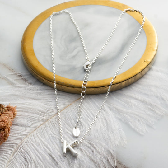 Initial Necklace Letter K Created with Zircondia® Crystals - Philip Jones Jewellery