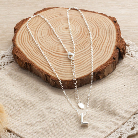 Initial Necklace Letter L Created with Zircondia® Crystals - Philip Jones Jewellery