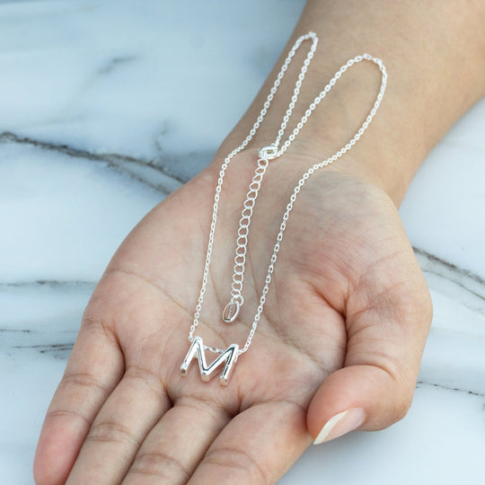 Initial Necklace Letter M Created with Zircondia® Crystals - Philip Jones Jewellery