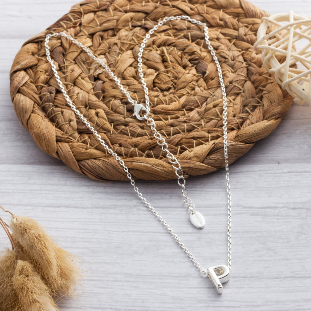 Initial Necklace Letter P Created with Zircondia® Crystals - Philip Jones Jewellery