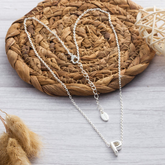 Initial Necklace Letter P Created with Zircondia® Crystals - Philip Jones Jewellery