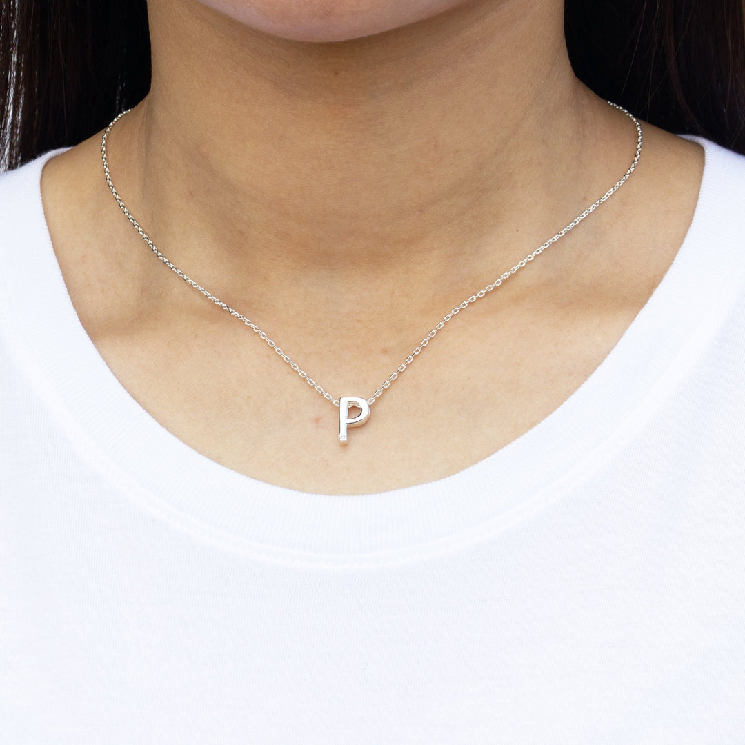Initial Necklace Letter P Created with Zircondia® Crystals - Philip Jones Jewellery