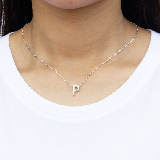 Initial Necklace Letter P Created with Zircondia® Crystals - Philip Jones Jewellery